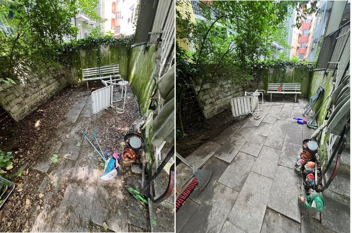 Hinterhof Graupflege — Vorher & Nachher